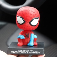 Super Heroes Car Bobble Heads figure Spiderman Tree Men Captain America Iron Man Thanos Hulk Car Decorations Toys