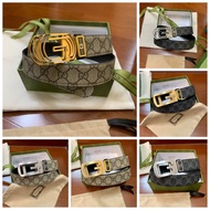 Tali pinggan lelaki GIS squared interlocking G 34mm leather belt luxury belt