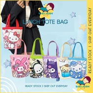 BH Kuromi Canvas Tote Bag Sanrio Hello Kitty Melody Beg Budak Perempuan Student Handbag Lunch Large 