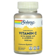 Solaray Buffered Super Bio Vitamin C 500 mg &amp; 1000 mg Timed Release Vitamin C with Rose Hip &amp; Acerola