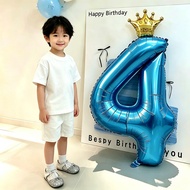 Luminous Blue Foil Number Balloon with Crown Set for Boy Birthday 21st Beautillion Party Decoration