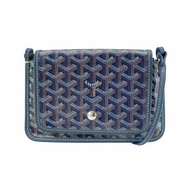 Goyard Plumet 翻蓋帆布扁斜背包(深藍)