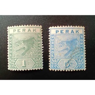 G2210 Malaya Perak 1892 1c(mint) & 5c(Used) Tiger 2v Stamps