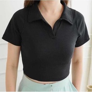 Ami Collection Women's Knit V Neck Top / V Neck Crop Top