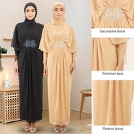 Lace Sulam Abaya Muslim Dress Jubah Abaya Hitam Islamic Bridesmaid Dress Premium Muslim Elegant Dress