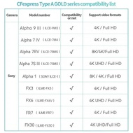 Professional Lexar CFexpress Type A GOLD Series 160GB 320GB Memory Card Up to 900MB/s VPG400 8K Vid