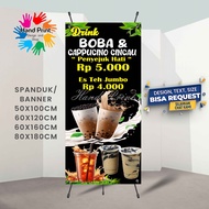 Cetak Spanduk Banner Es Boba & Cappucino Cincau Penyejuk Hati Bisa Reqest Nama Menu Request Custom D