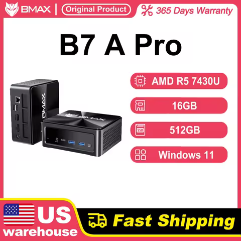 BMAX B7 A Pro Mini PC AMD Ryzen 5 7430U DDR4 16GB RAM 512GB ROM AMD Radeon Graphics Windows 11 WiFi 