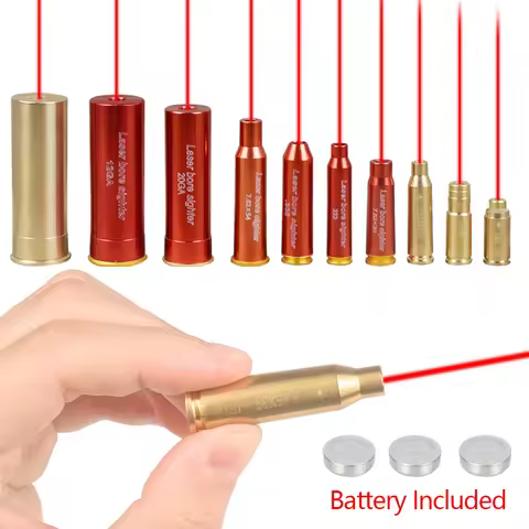 Red Bore Sight Laser Boresighter 12GA 20GA 5.45x39 7.62x39 300WIN .223 .308 .338 9x19mm Training Bul