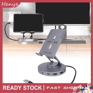 Henye Asixxsix USB C Hub Stand  Rotatable Folding 10 in 1 Docking Station Tablet Holder with 4K 60HZ
