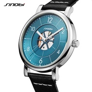 Sinobi Luxury Business Men's Watches Luminous 39mm Dial Real Leather Strap Waterproof Sports Automatic Quartz Wristwatch SYUE