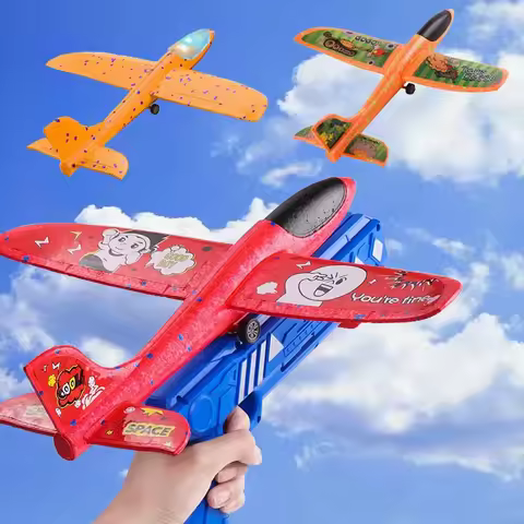 Foam Aircraft Launcher Children's Ejection Aircraft Toys Outdoor Toys Flying Around The Island Sport