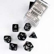 Chessex Opaque Polyhedral Black/White 7 Dice Set (Chx 25408)