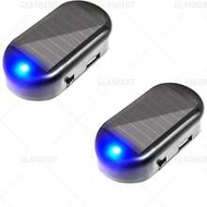 2pcs Solar Powered Fake Car Anti-Theft Alarm, Warning LED Flashing Light Dummy Alarm, Car Atmosphere