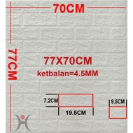 Wallpaper Dinding 3D Motif Batu Bata Foam Ukuran 70x77cm Ketebalan 3mm