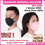 Masker n95 silicon / masker silicon hepa filter limitd