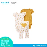 Carters 3PC LCS Ivory Mustard Heart L11 คาร์เตอร์ชุดเซทบอดี้สูท-กางเกง ลายหัวใจ