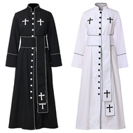 Women's Roman Cassock Priest Robe: Full - Length Stand - Up Collar Gown with Cross Detailing | Churc