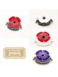 1pc Poppy Flower Brooch Pin, Versatile Commemorative Symbol Brooch, 1pc One-Way Ticket To Funny Joke