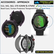 Accessories for Garmin Approach S12 S42 S62 S70 42mm 47mm Screen Protector Bezel Protection Case Tempered Glass
