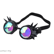 WMES1 Gothic Kaleidoscope Retro Glasses, Imitated Metal Personality Steampunk Glasses, Crystal Lens Willow Nail Adjustable Kaleidoscopic Glasses Cosplay Costume Glasses