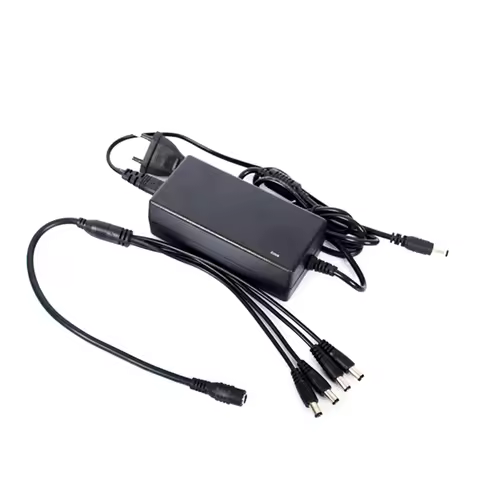 Free Shipping EU & US Cord CCTV Power Supply Cable & CCTV Camera 12V 5A 1 Split 4 Power Adapter for 