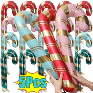 1/5Pcs Merry Christmas Candy Cane Aluminum Film Balloon - Oversized Lollipop Balloons - New Year Wed