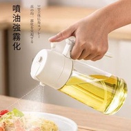 A25- 倒油壺 噴油壺 兩用噴油壺 噴油瓶 氣炸鍋噴油瓶 噴霧油罐 噴霧油瓶 氣壓式噴油瓶 燒烤噴油瓶 可噴 可倒油樽(约470ml) - 奶油白