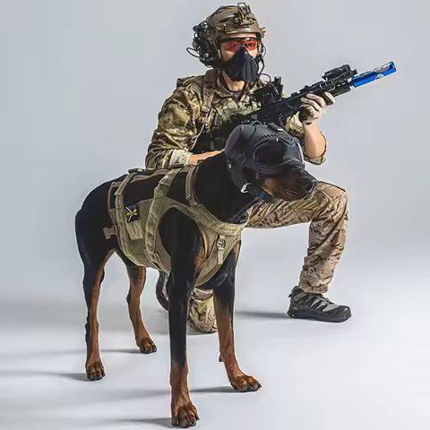 Tactical Dog Military Hunting Training K9 Helmet, Large Dog Patrol Dogs Sheepdog Pet Motorcycle Prot