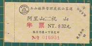 50年代 台灣省林務局 玉山林管處 阿里山~祝山 來回票 半票 (0610-)