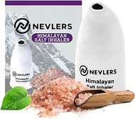 Nevlers All Natural Ceramic Himalayan Salt Inhaler with All Natural Himalayan Pink Crystal Salt - Great for Allergy and Asthma Relief - Handheld and Portable - White -