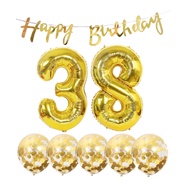 38th Birthday Decoration Happy Birthday Banner Balloons 38 Years Old Birthday Party Supplies Helium