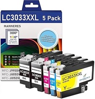 LC3033 Ink Cartridges BK/C/M/Y (5-Pack) Compatible for Brother LC3033XXL Ink Cartridge Replacement f