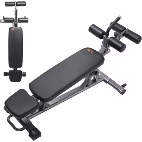 Sit Up Bench with Adjustable Height and Reverse Crunch Handle for Home Gym Workouts Heavy Duty Steel