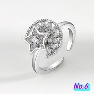 S925 Silver Swivel Ring Adjustable Size Anxiety Relief Open Ring Decompression Zircon Ring