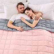 yescool Weighted Blanket for Adults (20 lbs, 80” x 87”, Pink Grey) Cooling Heavy Blanket for Sleepin