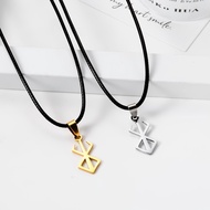 Memorial Anime Berserk Military Pendant Stainless Steel Necklace Black Leather Chain Sweater Necklac