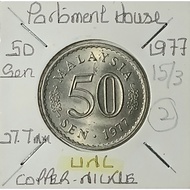 ( Syiling ) 50 Sen 1977 ( UNC ) Malaysia Parliament House