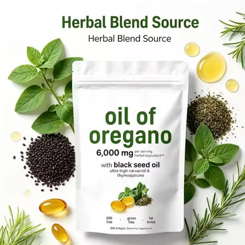 Oil of Oregano Softgels 6000mg with Black Seed Oil, Carvacrol & Thymoquinone, 300 Count Dietary Supp