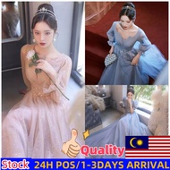 DINNER DRESS Woman Light Blue Long Luxury Tulle Sequin Evening Dress Dinner Banquet Dress Elegant