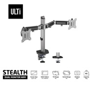ULTi Stealth Dual Monitor Desk Mount Stand Articulating Full Motion Monitor Arms Supports 9kg 32 inch VESA Screen
