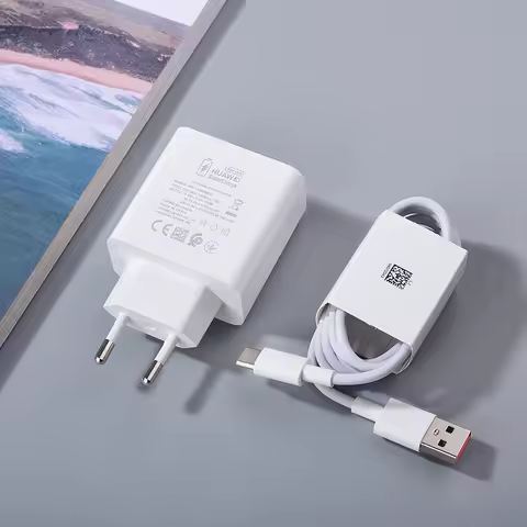 Original HUAWEI 66W Supercharge Fast Charger EU Travel Power Adapter 6A Type C Cable For HUAWEI P50 