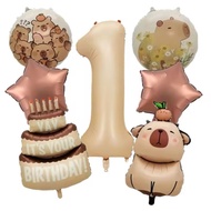 7pcs CARAMEL NUMBERS CAPYBARA TART BALLOONS PACKAGE