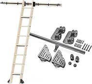 3.3-20ft Sliding Ladder Hanging Rail Full Set Hardware + Extention Track, with Floor Roller Wheels (