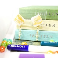 白金 手繪貼耳耳環 耳針/耳夾