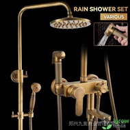 Shower Head All Copper Rain Shower Set European Retro Bathroom Shower Full Set With Shower Head