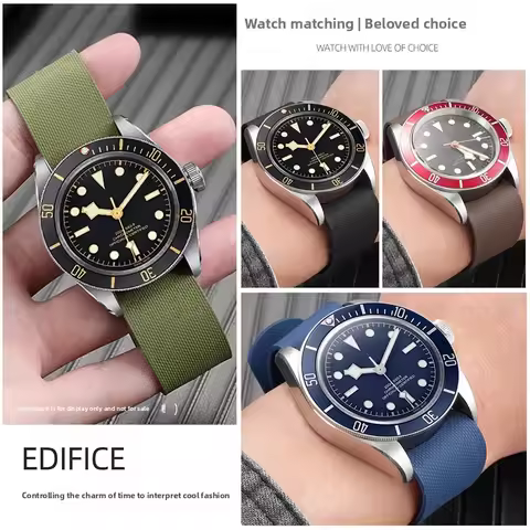 For Tudor Black Bay FXD series M25707 M79363N Fluororubber Strap Bracelet 20mm 21mm 22mm For Omega I