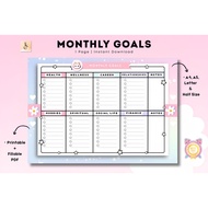 2026 Digital Planner, Monthly Goals Printable