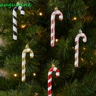 AUGUSTINE 4pcs Christmas Candy Cane Pendant, Plastic Shatterproof Lollipop Cane Pendant, Colorful El