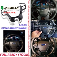 3 Colors Car Steering Wheel Panel Cover Trim Frame Decorator Sticker for Ford Ranger Everest 2015-20